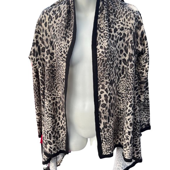 BCBGMaxAzria Long Sleeve Polyester Blend Open Front Cardigan Black & Tan Size M - Picture 1 of 9